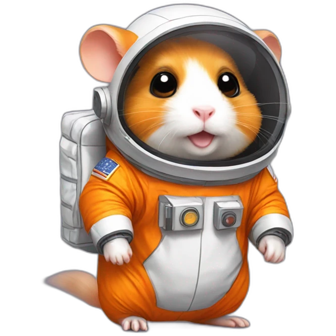 an orange hamster dressed as an astronaut, pixelart emoji
