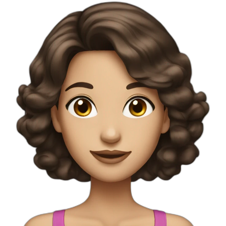 Pretty woman alluring smile dark brown hair  emoji
