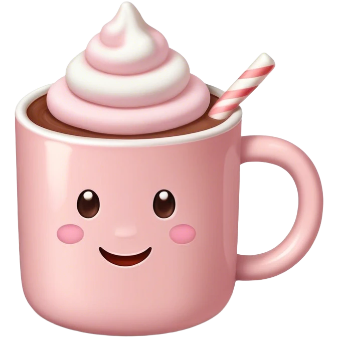 Light Pink mug of hot chocolate with marshmallows  emoji
