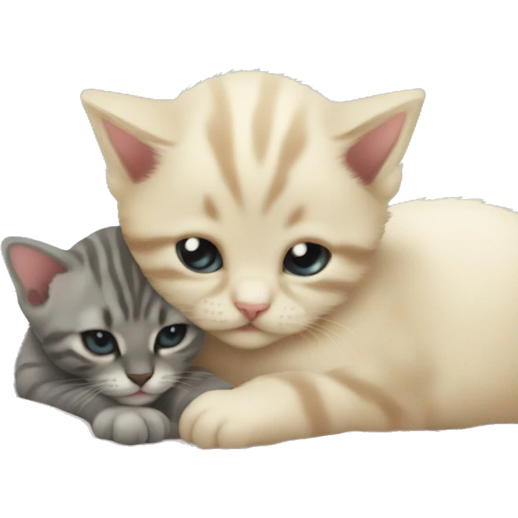 kitten cuddling babys emoji