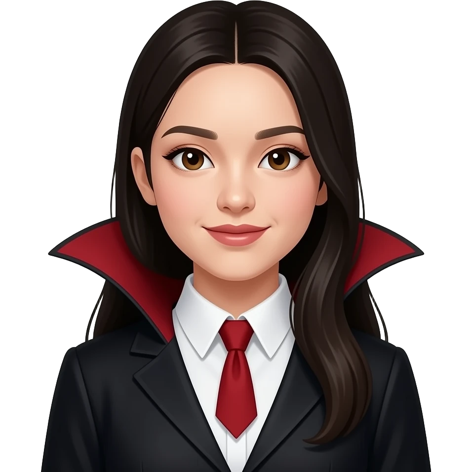 mixed race korean, latina, black, white girl with vampire shirt emoji