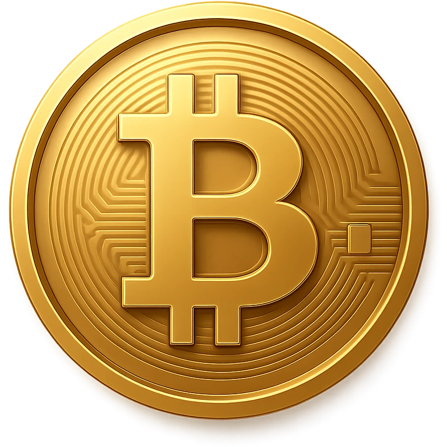 Create a new bitcoin coin variation with a transparent background, maintaining the coin's iconic bitcoin symbol and golden color, with a polished and modern look. emoji