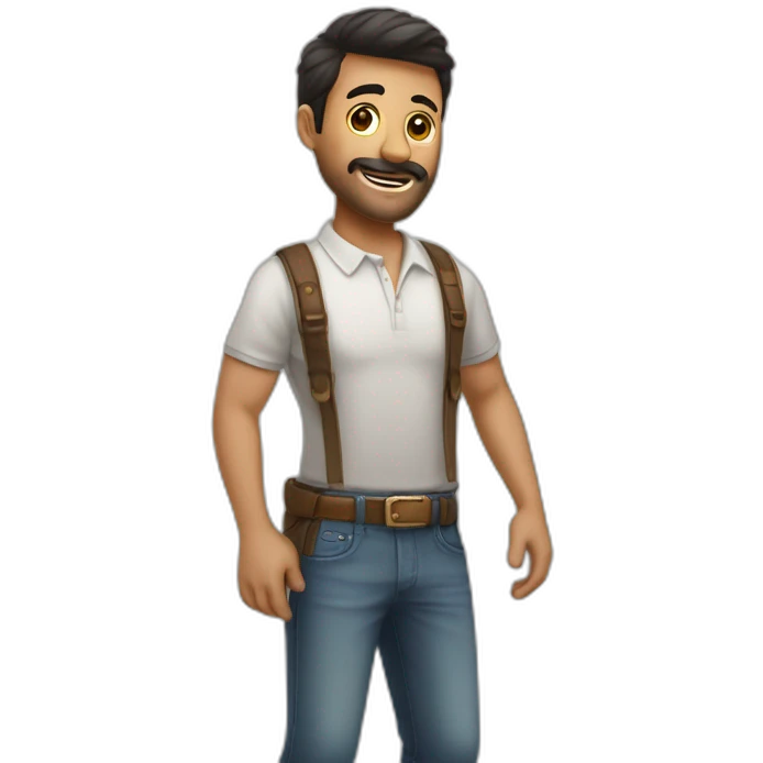 Hombre bien vestido con Iphone 15 pro max llamando a una persona, rehacer este emoji con color de la piel color piel emoji