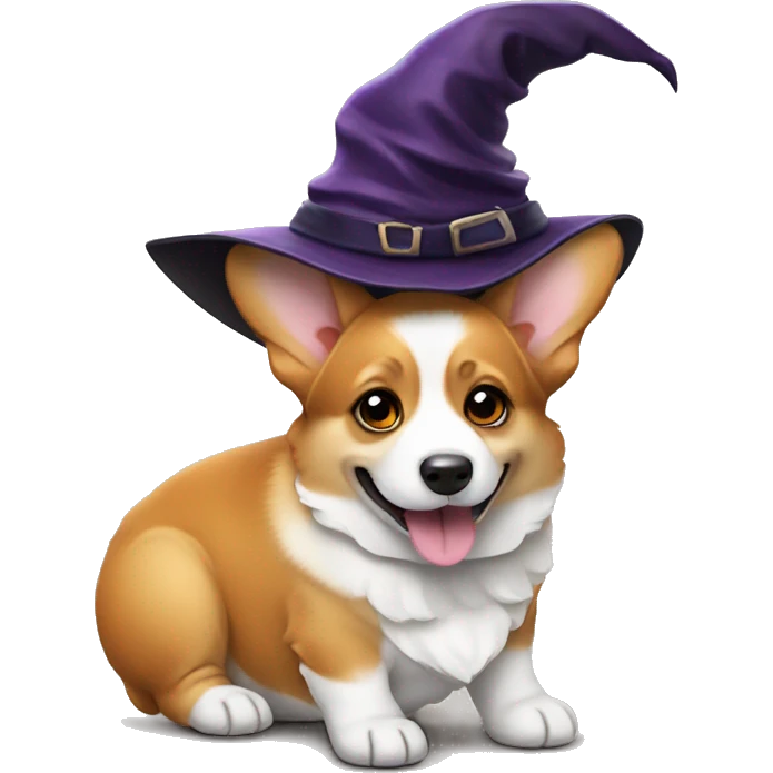 corgi puppy with a witch hat  emoji