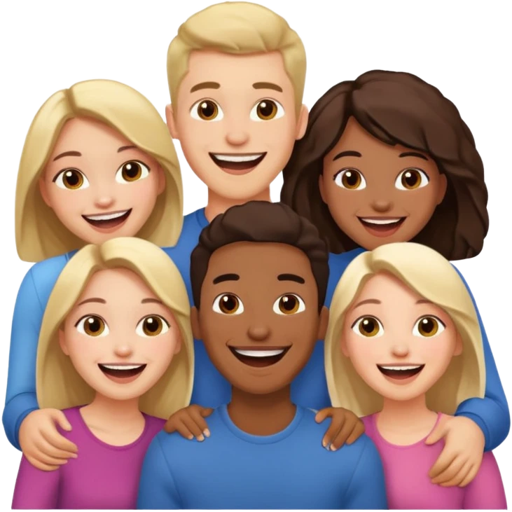 4 inclusive friends (3 girls and 1 man) laughing emoji