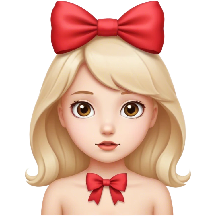 cara curiosa chica con lazo emoji