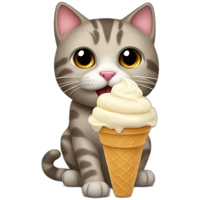 Cat eating ice cream emoji