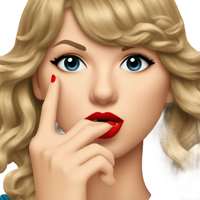 Taylor Swift doing the shh gesture emoji