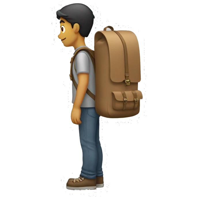courrier with backpack goes to the right, he sees to the right emoji