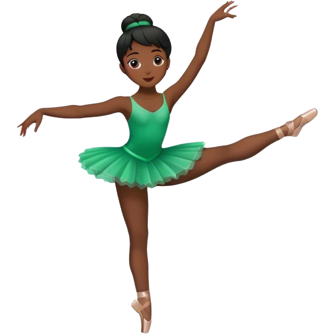Black girl doing ballet in green for free emoji