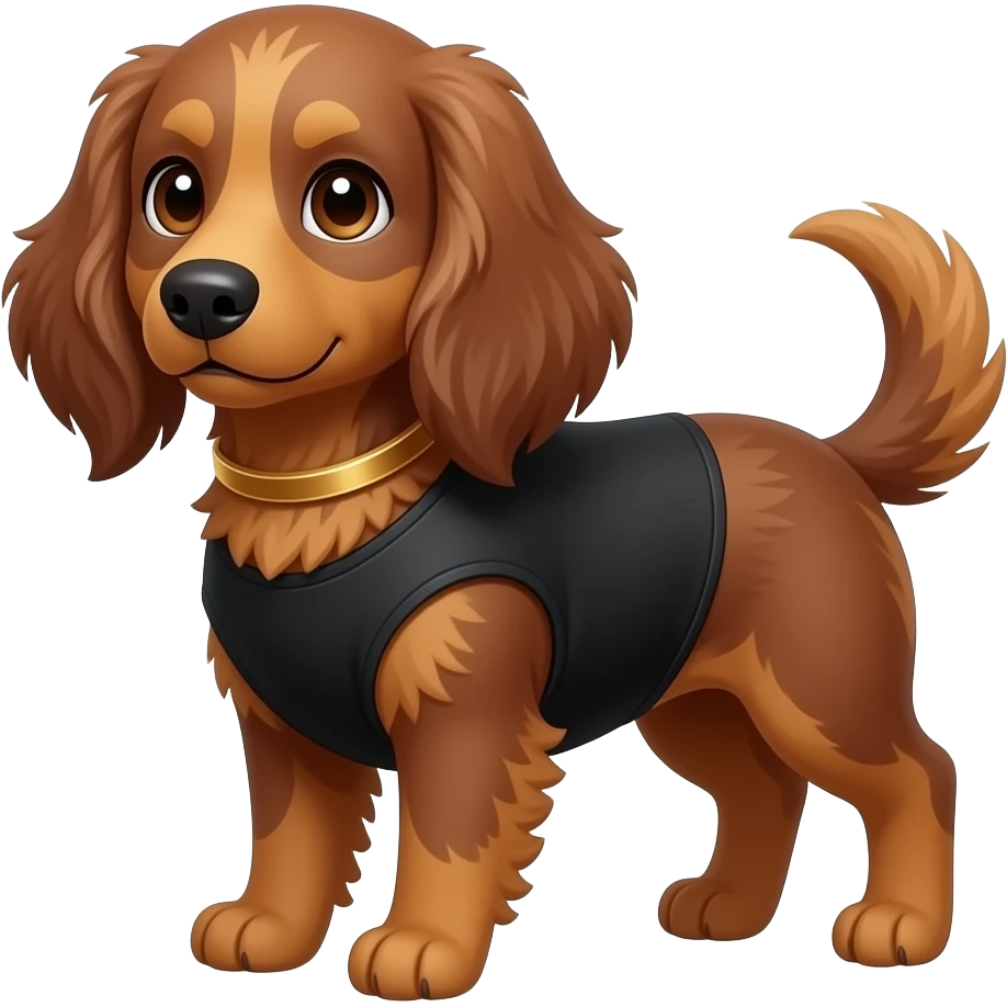 castña con ojos marrones pelo largo top negro y collar fino dorado emoji