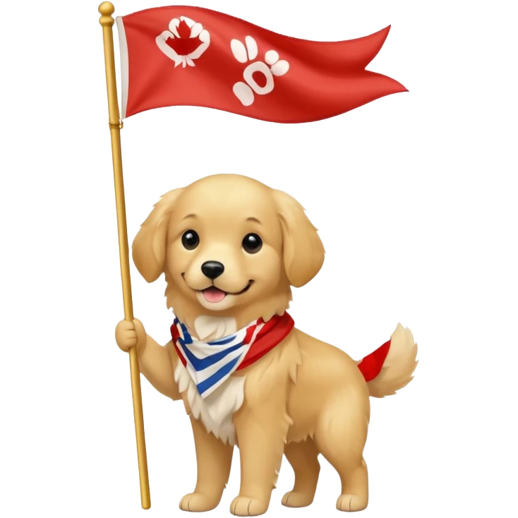 a full body of cute golden hold the flag emoji