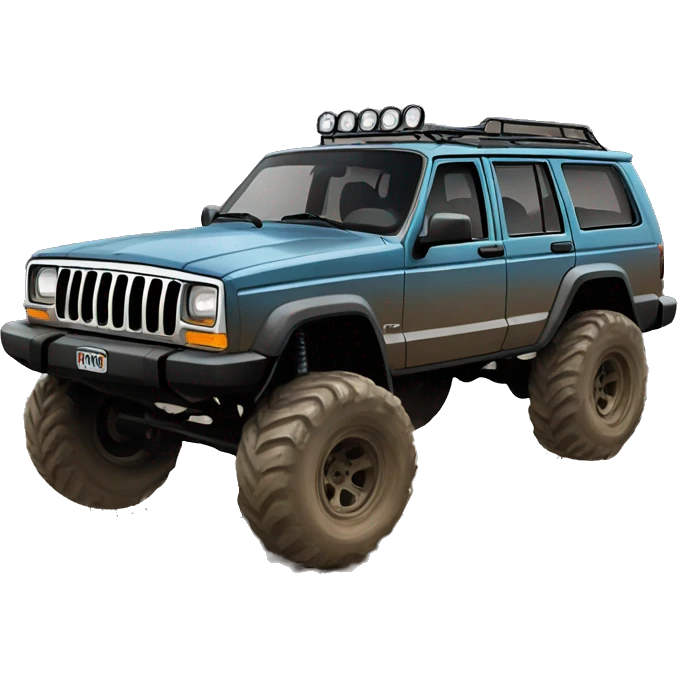 Lifted Jeep XJ mud running emoji