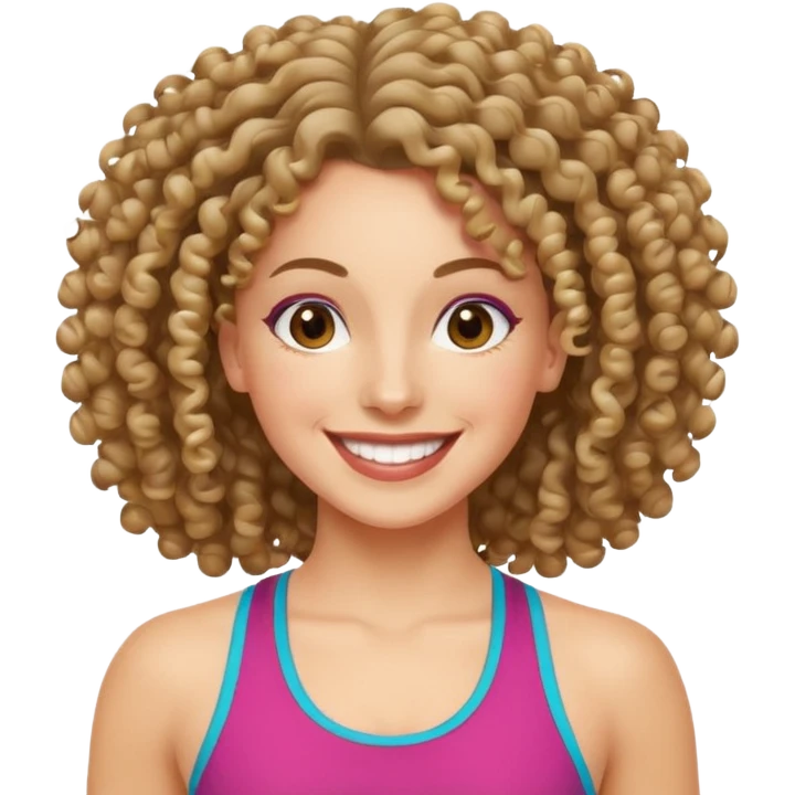 kıvırcık saçlı beyaz tenli zumba hocası emoji