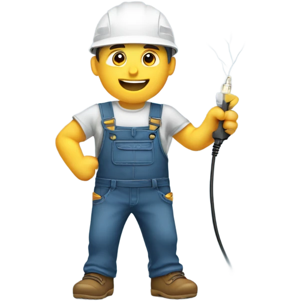 electrician holding high voltage cord emoji