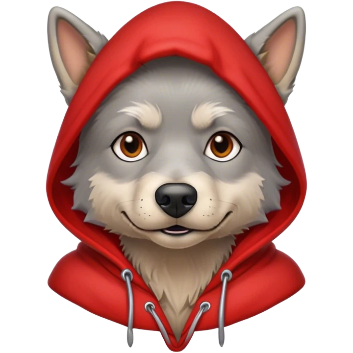 Gray dog scruffy red hood sweatshirt  emoji