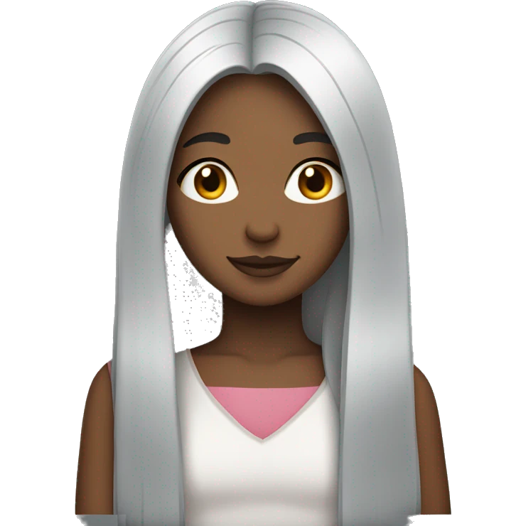 Girl with long straight gray hair parted in the middle emoji
