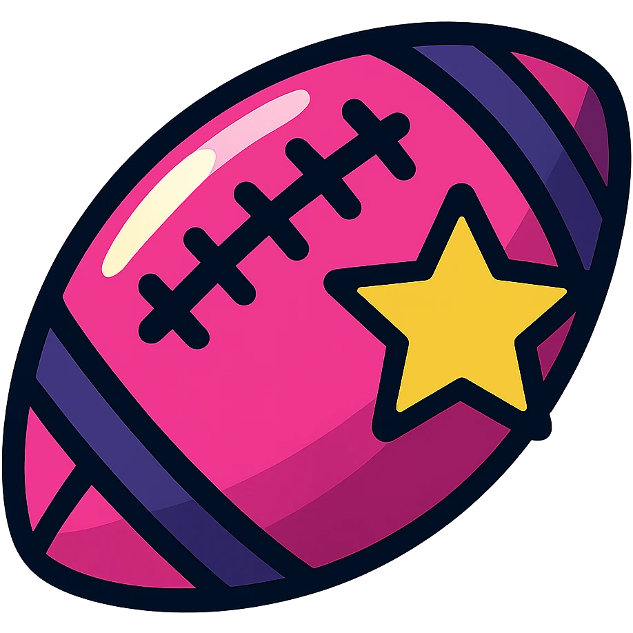 A pink and shining football with a yellow star emoji