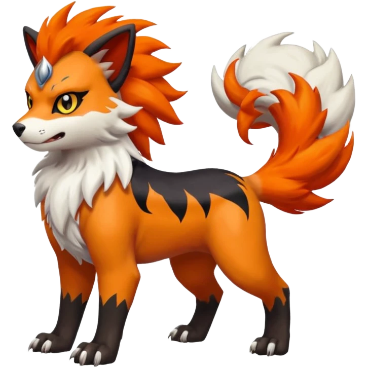 Litten-Houndour-Absol-Arcanine-hybrid-fusion, full body emoji