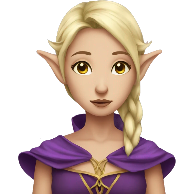 Noble female Elf with Elf ears and blonde hair and purple robes sad emoji
