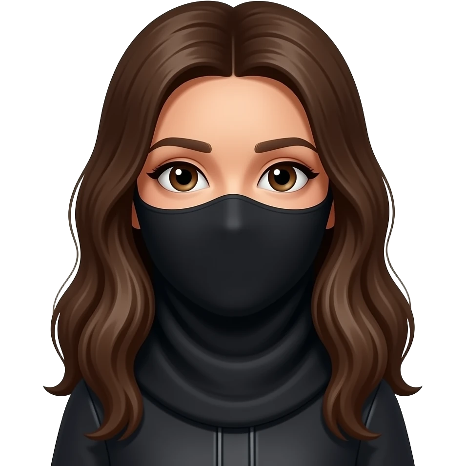 Long hair, niqab face emoji