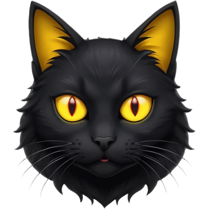 profile of scary black cat with fur raised and back arched emoji