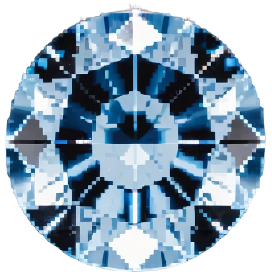 Round cut light blue celestite gem with facets and sparkle emoji