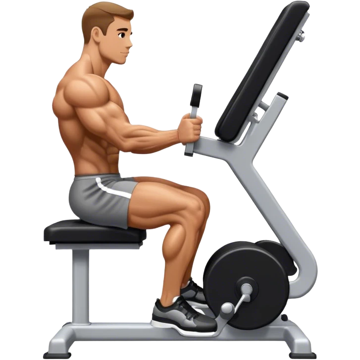 side-view bodybuilder seated weighted calf-raise machine lower leg exercise emoji