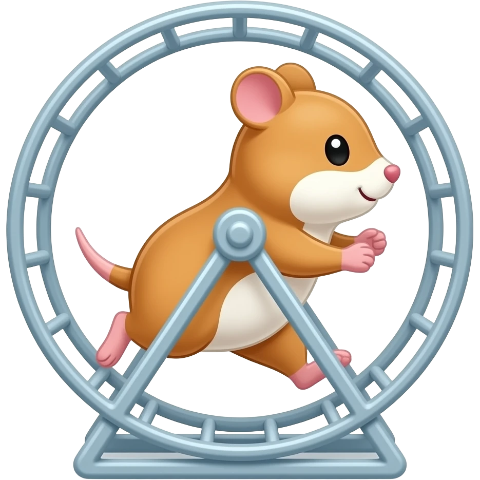 Cartoon hamster running on a hamster wheel emoji
