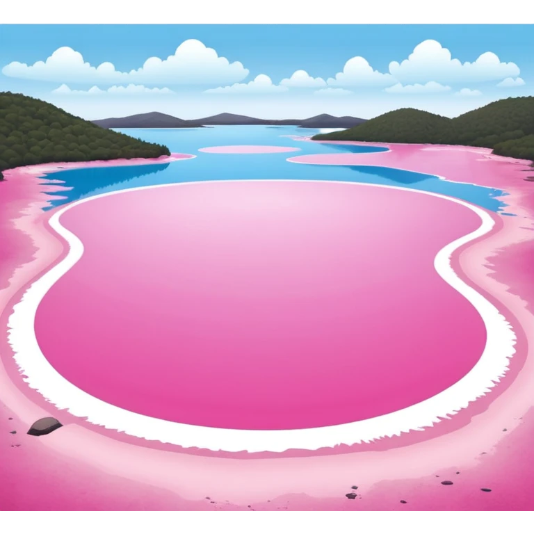 Hyperrealism, 3d rendering, still life, bubble-gum pink Lake Hillier in Australia emoji