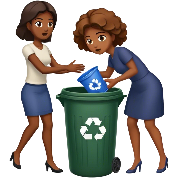 Woman throwing a man in a trash can emoji