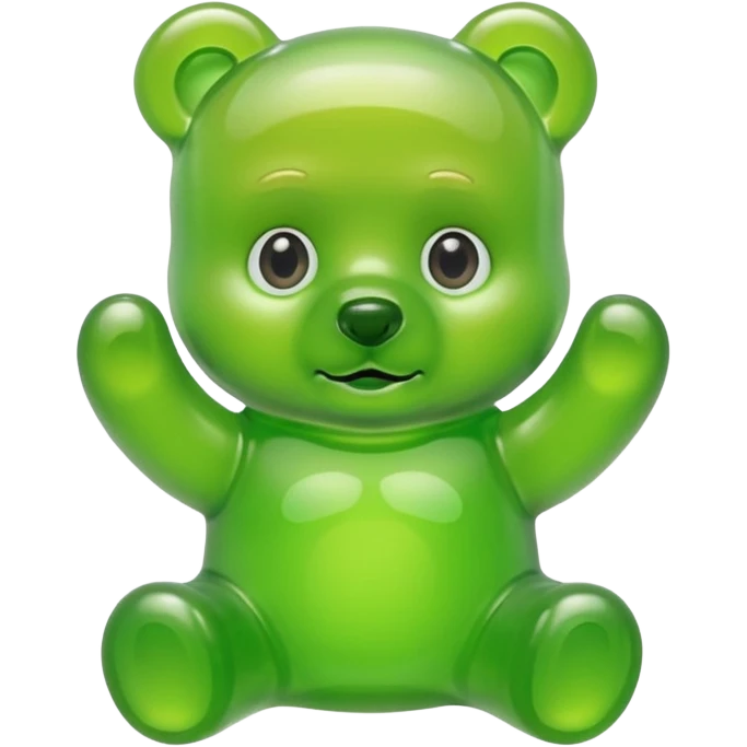 green gummy bear with eyes and blond hair emoji