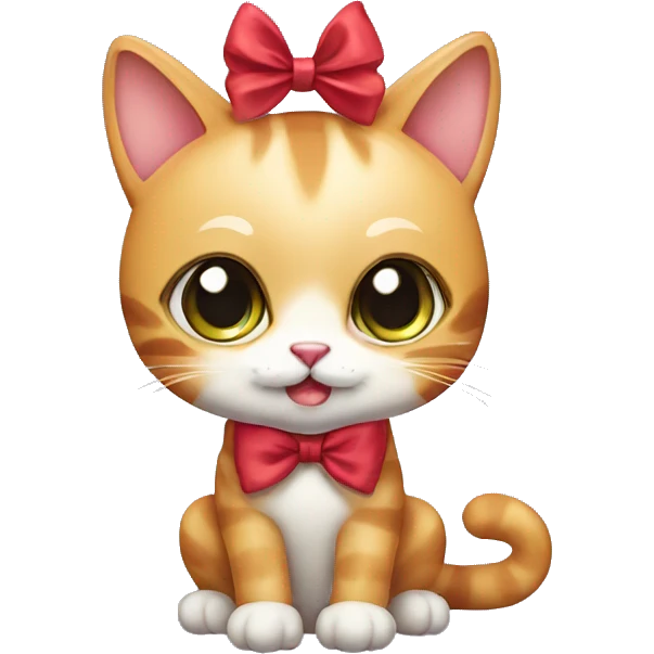 Cute cat with bow emoji