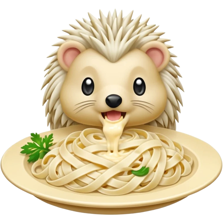 Porcupine eating fettuccine Alfredo emoji