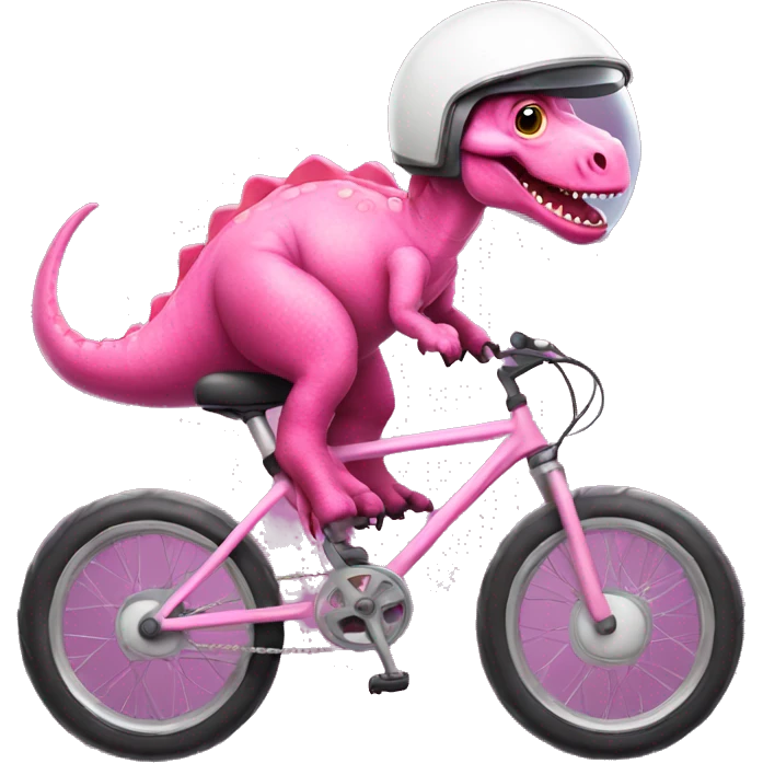 pink dinosaur  with a astronaut helmet on his head on a bike emoji