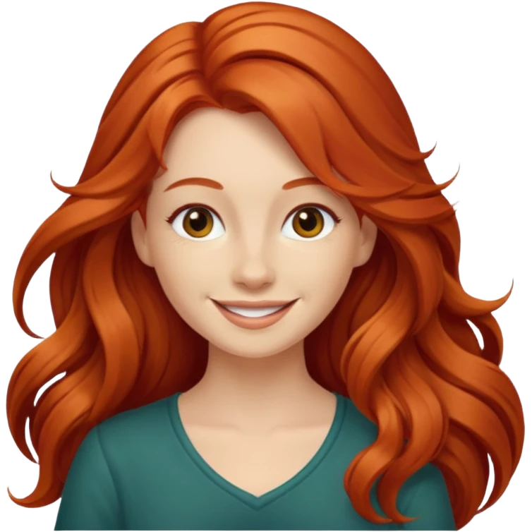 Profesora joven, sonrriente cabello rojizo y de pelo largo  emoji