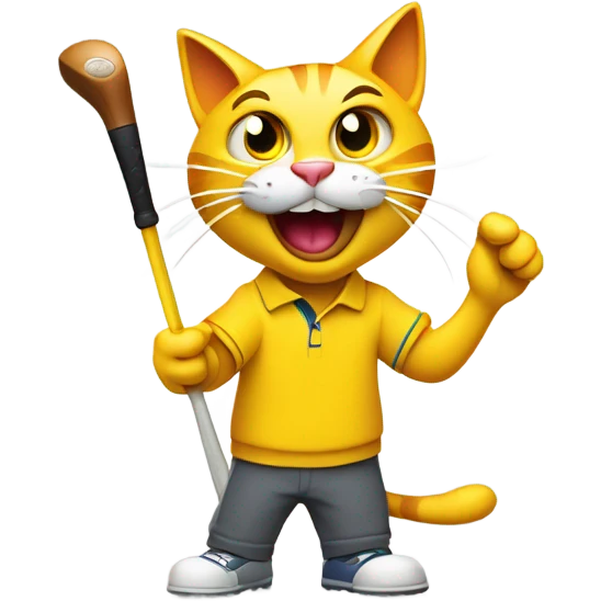 Mad Yellow cat golfing emoji