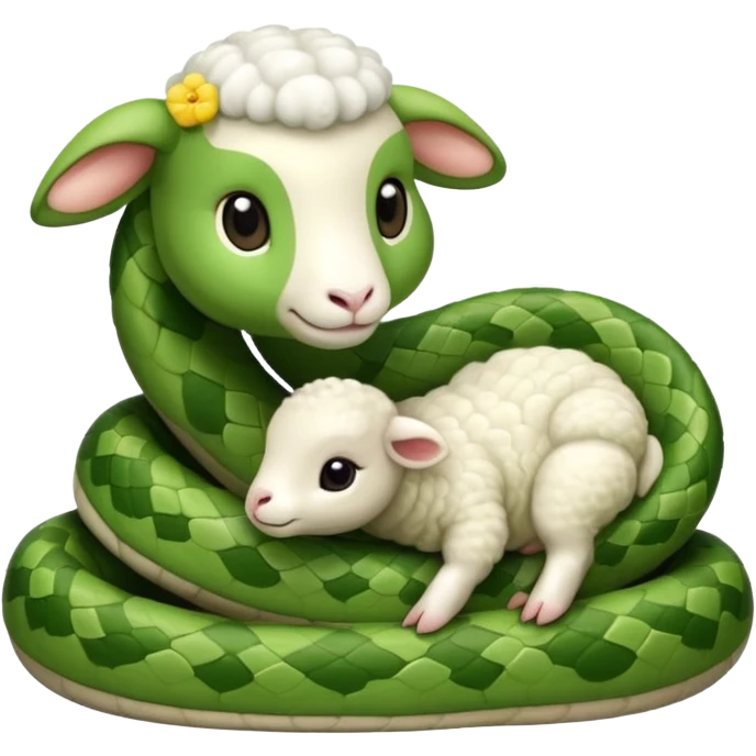 Cute adorable baby snake love cute lamb emoji