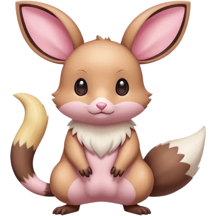 Kawaii Shiny Colorful Pastel Dedenne-Minccino-Furret-Eevee-fusion Full Body emoji