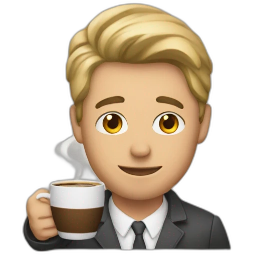 A man holding a mug of coffee emoji