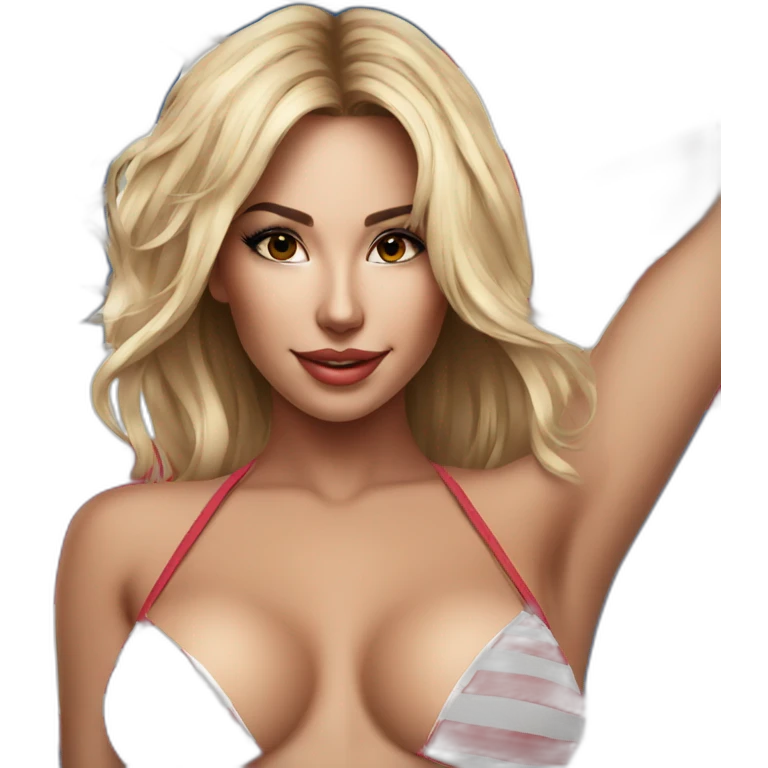 Sexy pose - woman wearing only American flag bikini poster emoji