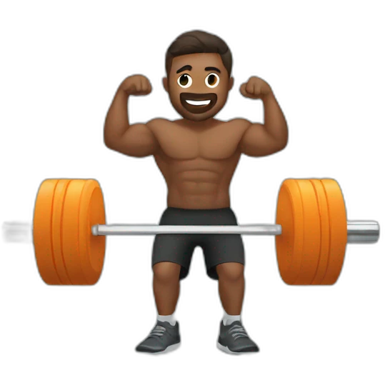 man working out in gym with music emoji