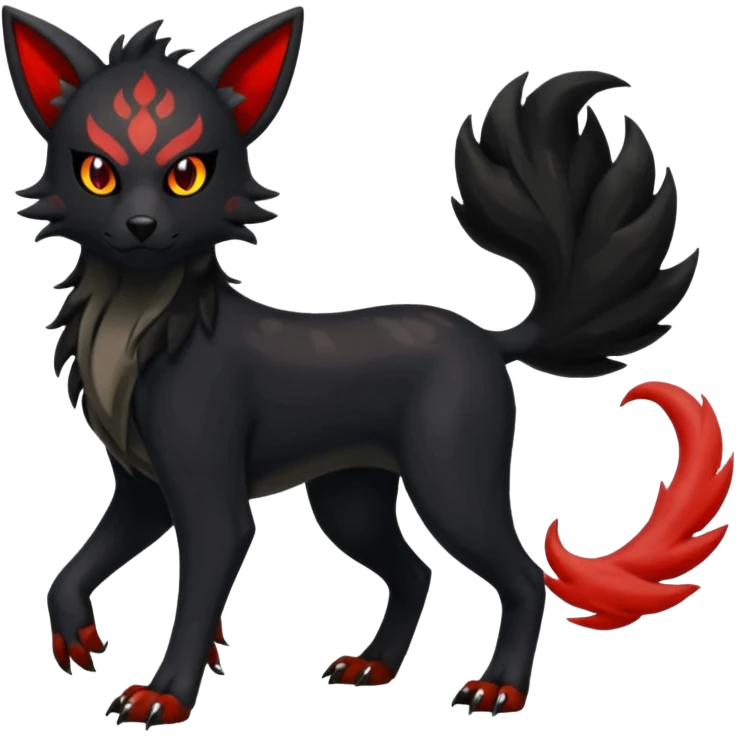 Houndoom-Mightyena-Litten-Zorua-Zygarde-fusion-hybrid-animal-creature, full body emoji