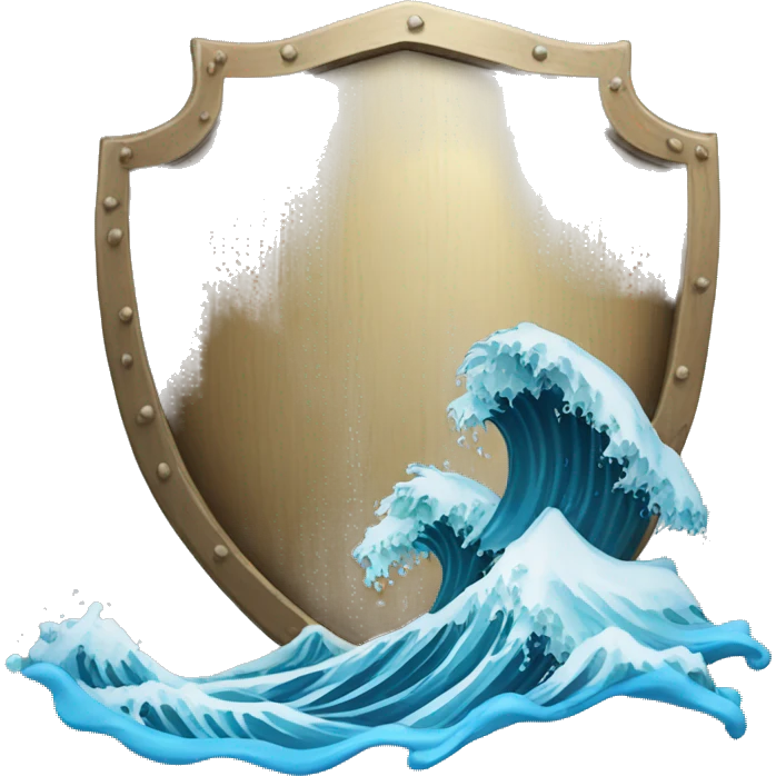 Side view A shield prodect form  water waves. emoji