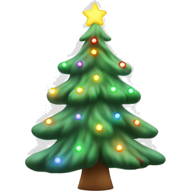  actual white fir christmas tree isolated. With Christmas lights emoji