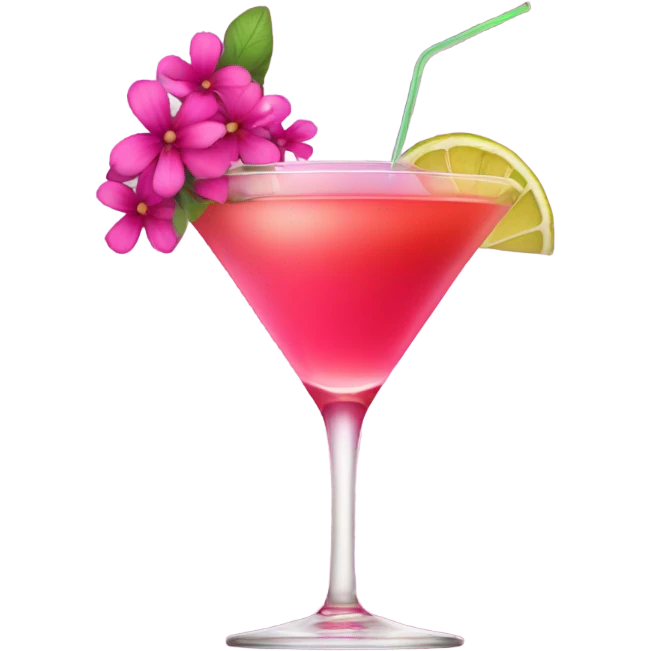 Cocktail with pink flowers emoji