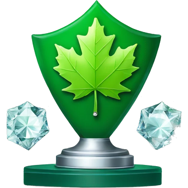 Green Maple Leaf Add a Diamond trophy emoji