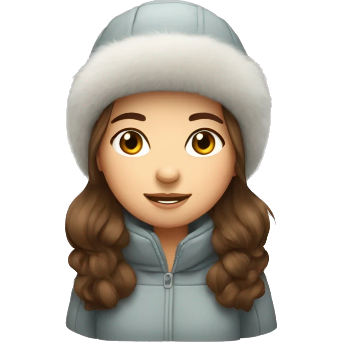 brown hair girl in big ushanka emoji