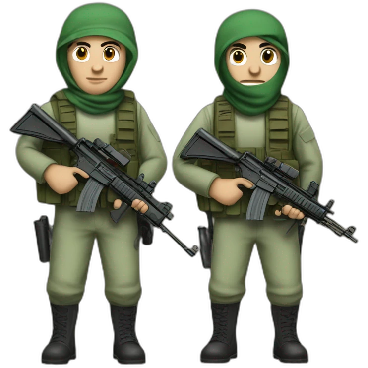 hamas and israeli fighters with rifles emoji