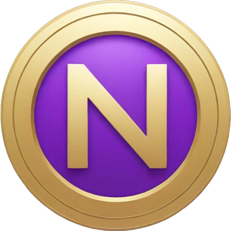 Purple coin with N letter emoji